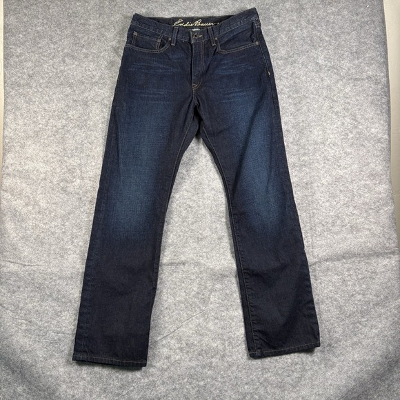 EDDIE BAUER Straight Fit Jeans Size 32 x 32 Blue Denim Specially‎ Dyed - Picture 1 of 13